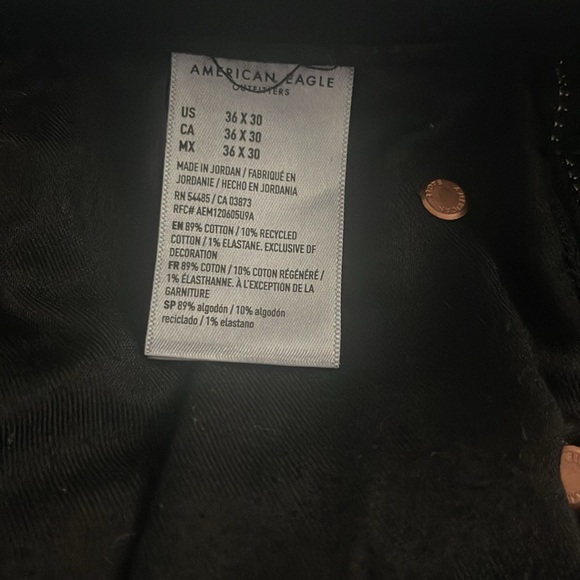 American Eagle Men’s Black jeans AIRFLEX + size:36x30 Preloved - Picture 8 of 11